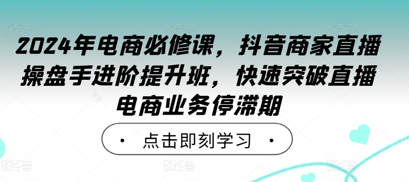 2024年电商必修课，抖音商家直播操盘手进阶提升班，快速突破直播电商业务停滞期-失落博客