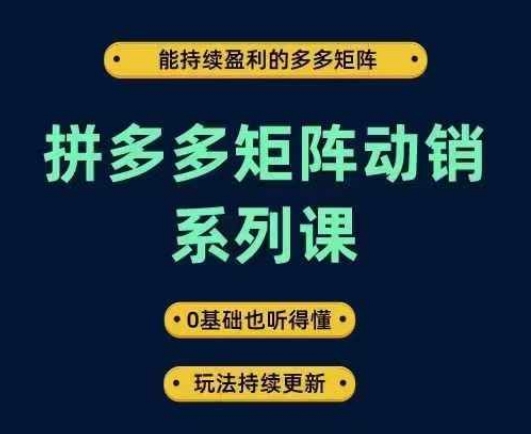 拼多多矩阵动销系列课，能持续盈利的多多矩阵，0基础也听得懂，玩法持续更新-失落博客