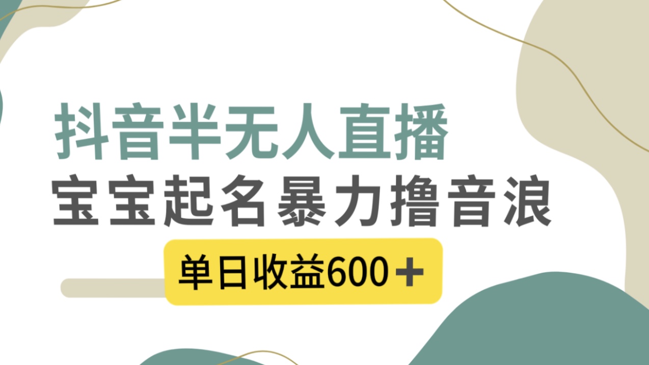 抖音半无人直播，宝宝起名，暴力撸音浪，单日收益600+-失落博客