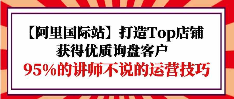 （9976期）【阿里国际站】打造Top店铺-获得优质询盘客户，95%的讲师不说的运营技巧-失落博客