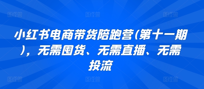 小红书电商带货陪跑营(第十一期)，无需囤货、无需直播、无需投流-失落博客