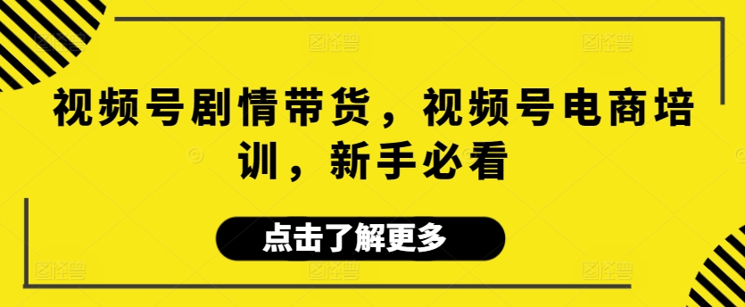 视频号剧情带货，视频号电商培训，新手必看-失落博客