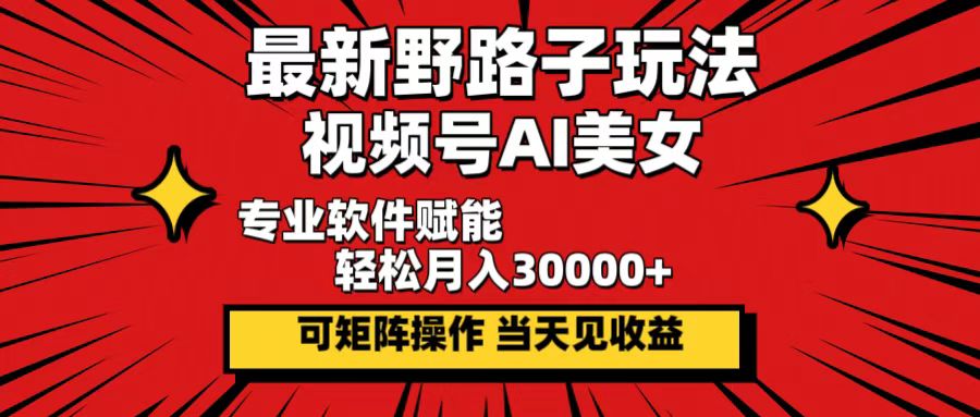 （12798期）最新野路子玩法，视频号AI美女，当天见收益，轻松月入30000＋-失落博客