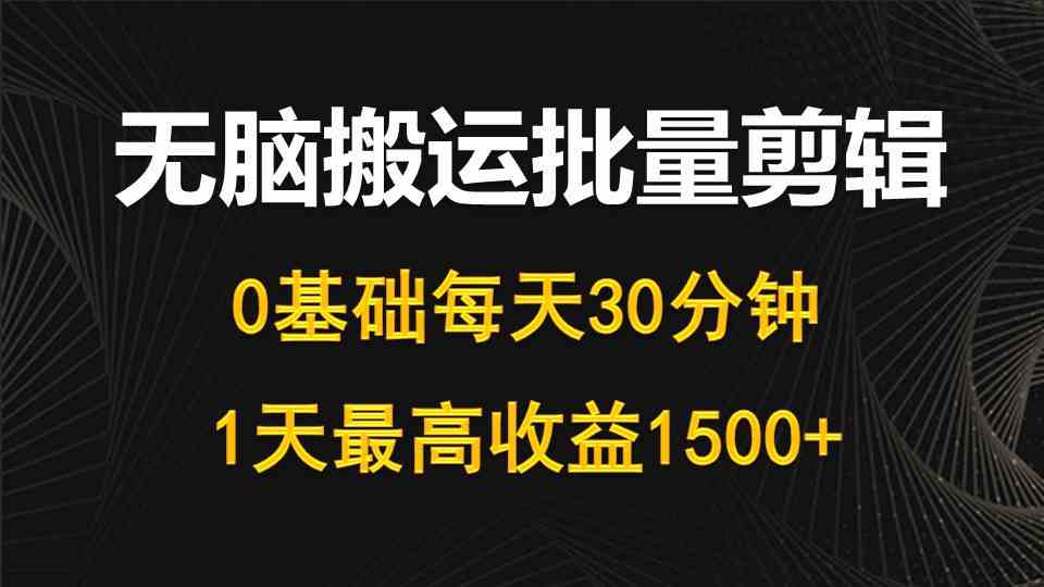 （10008期）每天30分钟，0基础无脑搬运批量剪辑，1天最高收益1500+-失落博客