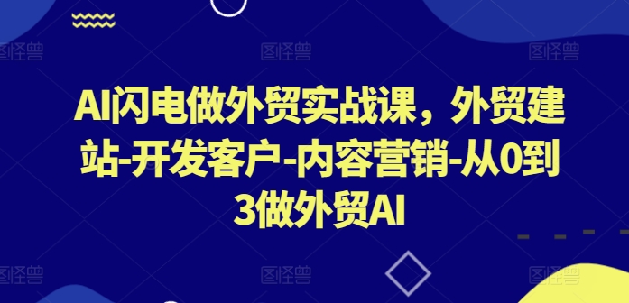 AI闪电做外贸实战课，​外贸建站-开发客户-内容营销-从0到3做外贸AI-失落博客