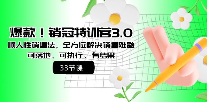 爆款！销冠特训营3.0之顺人性销售法，全方位解决销售难题、可落地-失落博客