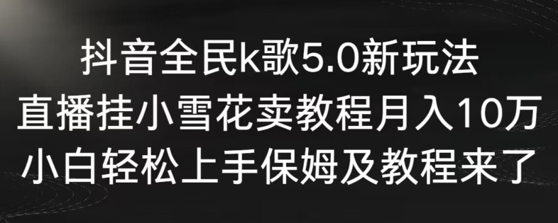 抖音全民k歌5.0新玩法，直播挂小雪花卖教程月入10万，小白轻松上手，保姆及教程来了-失落博客