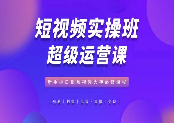 短视频实操班超级运营课，新手小白到短视频大神必修课程-失落博客