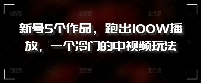 新号5个作品，跑出100W播放，一个冷门的中视频玩法-失落博客