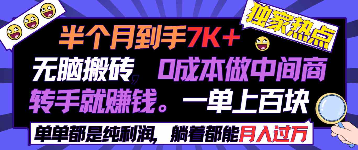 （9187期）半个月收益7K+，无脑搬砖，0成本做中间商，转手就赚钱，一单上百块，单…-失落博客