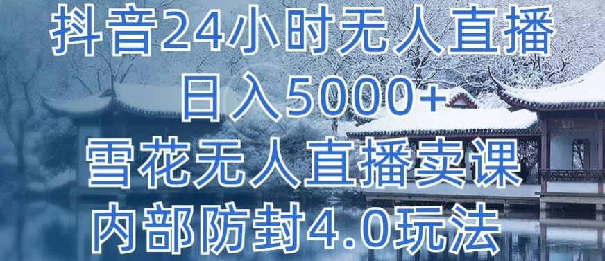 抖音24小时无人直播 日入5000+，雪花无人直播卖课，内部防封4.0玩法-失落博客