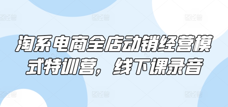 淘系电商全店动销经营模式特训营，线下课录音-失落博客