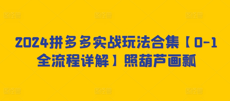 2024拼多多实战玩法合集【0-1全流程详解】照葫芦画瓢-失落博客
