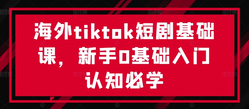 海外tiktok短剧基础课，新手0基础入门认知必学-失落博客