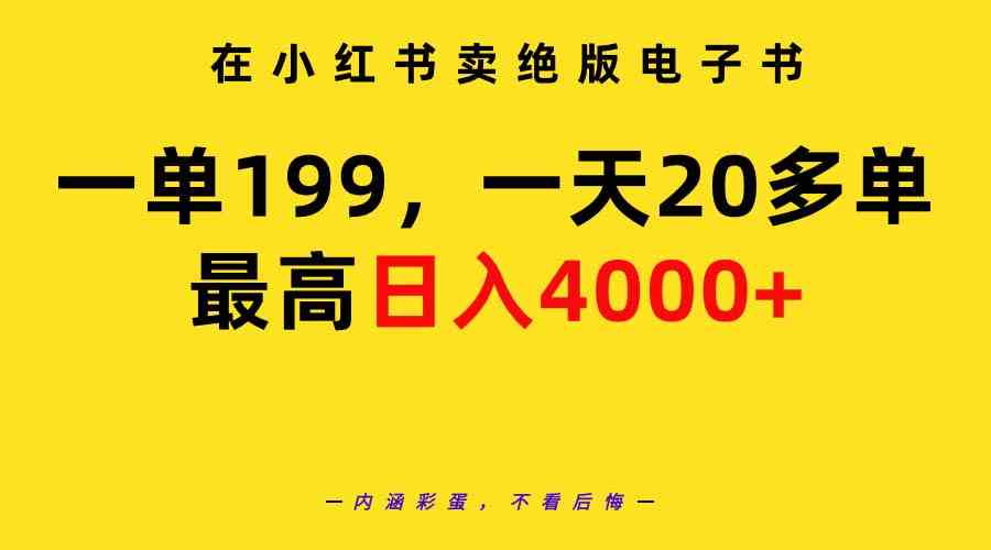 （9401期）在小红书卖绝版电子书，一单199 一天最多搞20多单，最高日入4000+教程+资料-失落博客