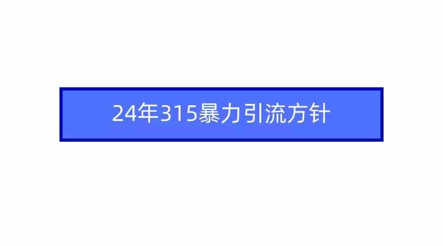 （9398期）2024年315暴力引流方针-失落博客