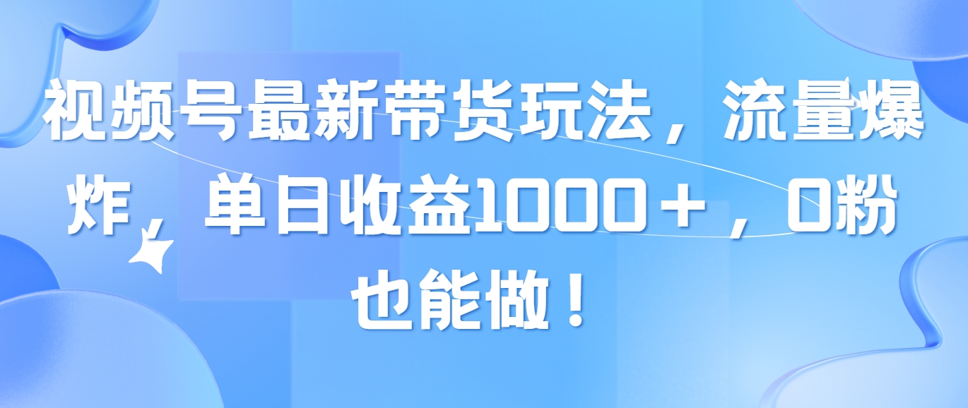（10858期）视频号最新带货玩法，流量爆炸，单日收益1000＋，0粉也能做！-失落博客