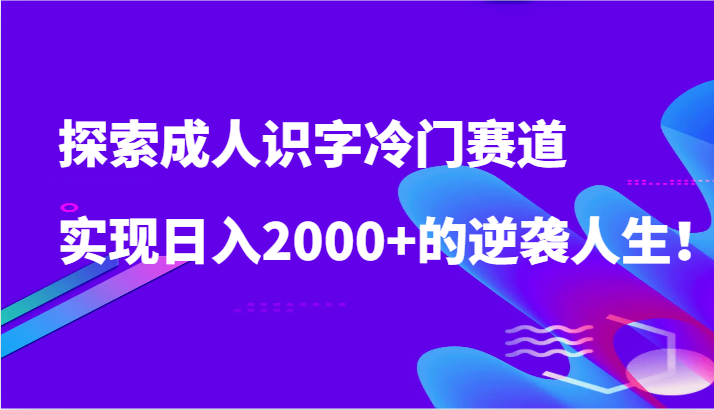 探索成人识字冷门赛道，实现日入2000+的逆袭人生！-失落博客
