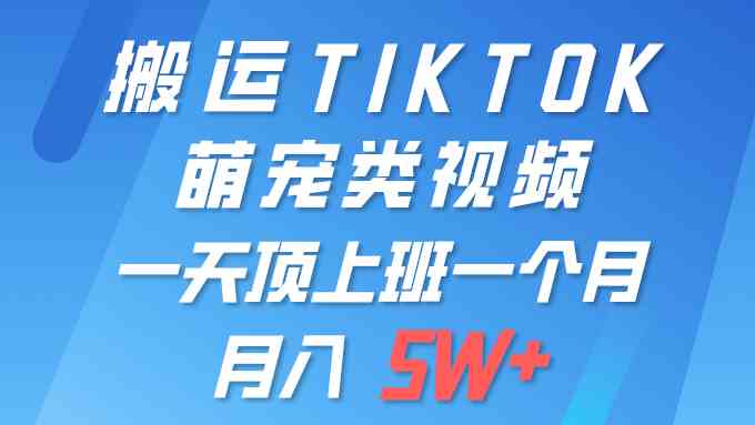 （9931期）一键搬运TIKTOK萌宠类视频 一部手机即可操作 所有平台均可发布 轻松月入5W+-失落博客