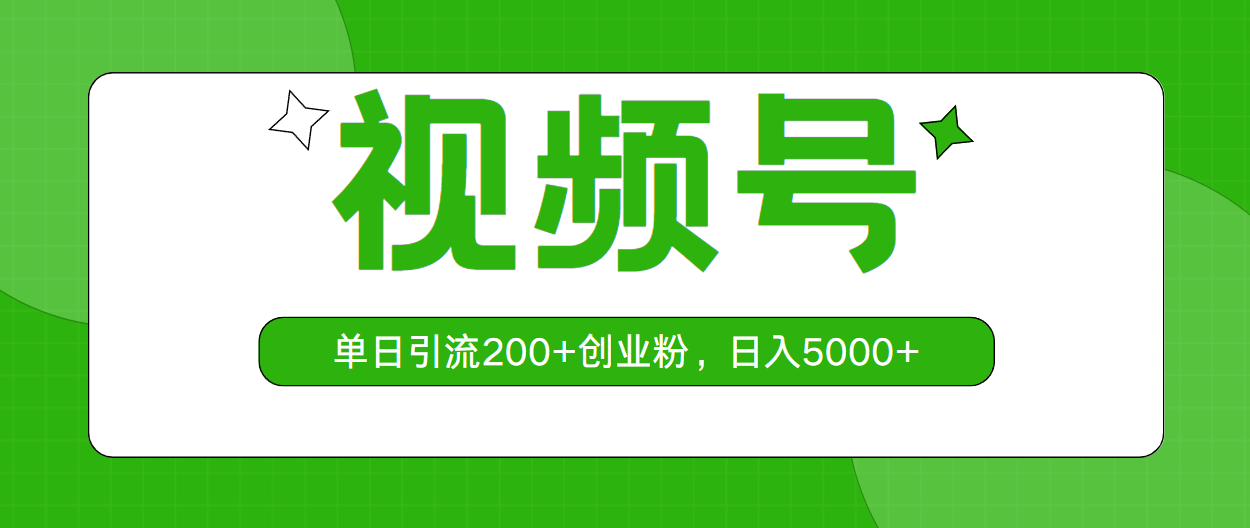 （10639期）视频号，单日引流200+创业粉，日入5000+-失落博客