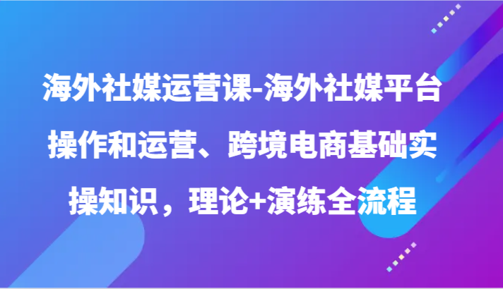 海外社媒运营课-海外社媒平台操作和运营、跨境电商基础实操知识，理论+演练全流程-失落博客