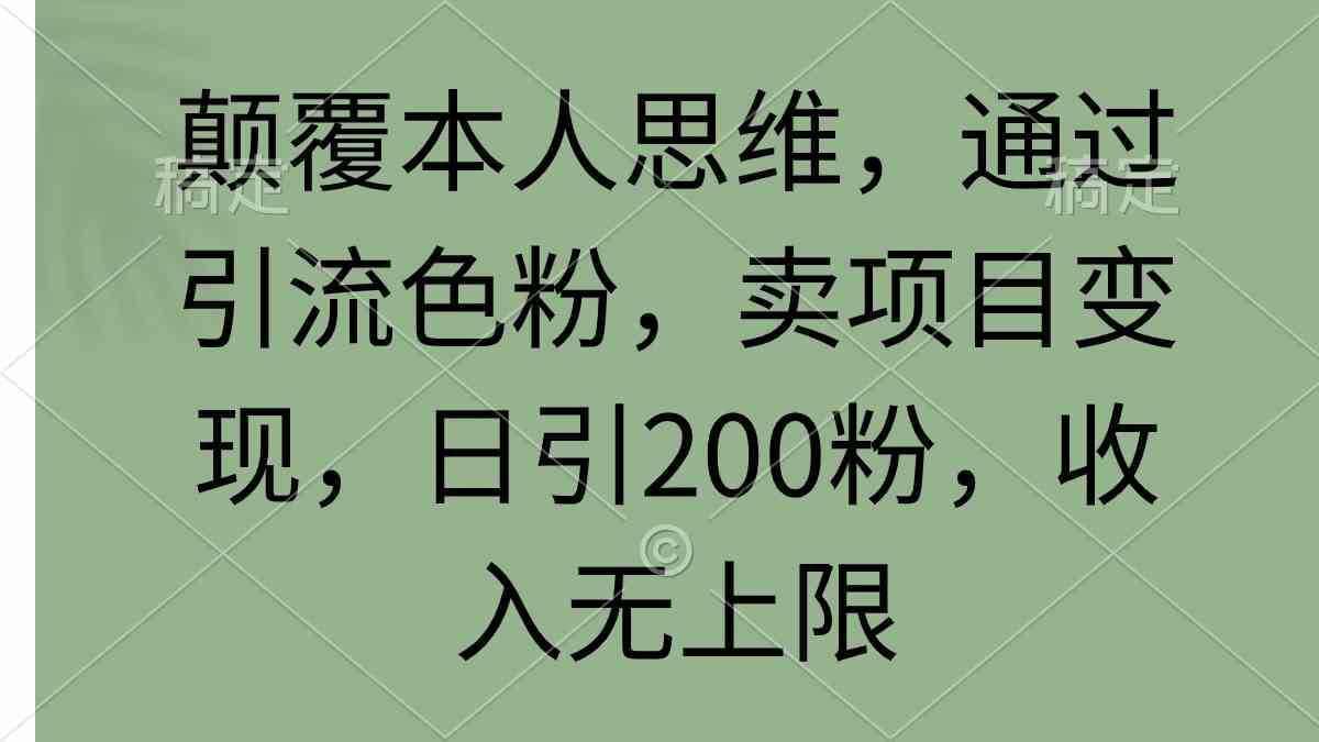 （9523期）颠覆本人思维，通过引流色粉，卖项目变现，日引200粉，收入无上限-失落博客