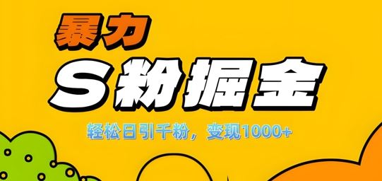 单人单机日引千粉，变现1k+，S粉流量掘金计划攻略【揭秘】-失落博客