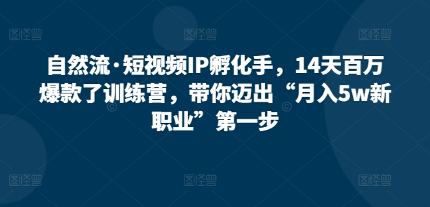 自然流·短视频IP孵化手，14天百万爆款了训练营，带你迈出“月入5w新职业”第一步-失落博客