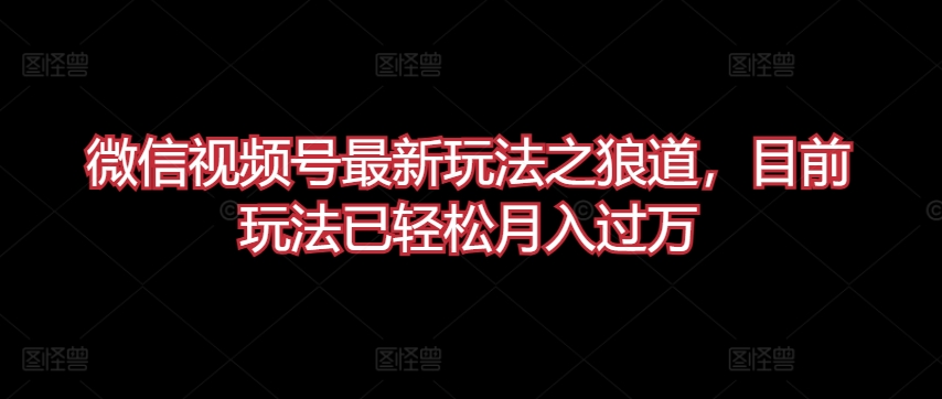微信视频号最新玩法之狼道，目前玩法已轻松月入过万-失落博客