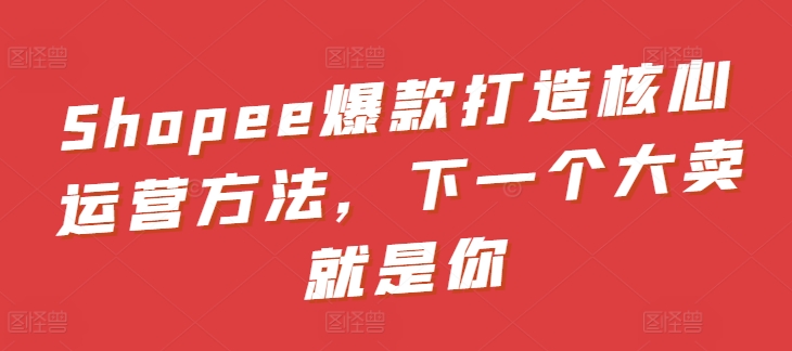 Shopee爆款打造核心运营方法，下一个大卖就是你-失落博客