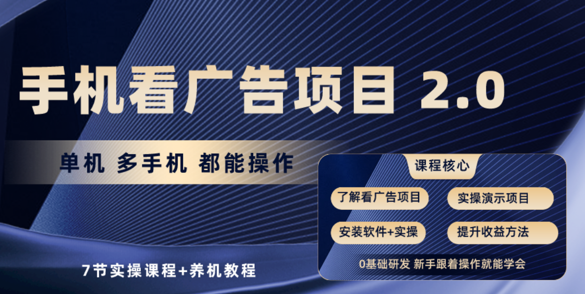 （10237期）手机看广告项目2.0，单机收益30+，提现秒到账可矩阵操作-失落博客