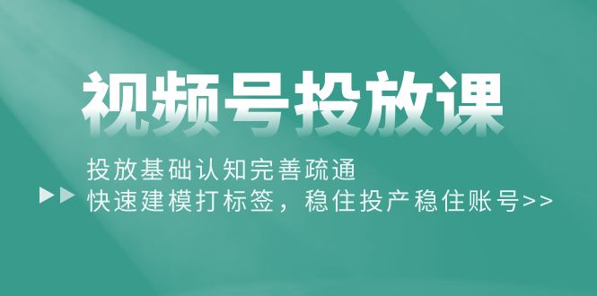 （10205期）视频号投放课：投放基础认知完善疏通，快速建模打标签，稳住投产稳住账号-失落博客