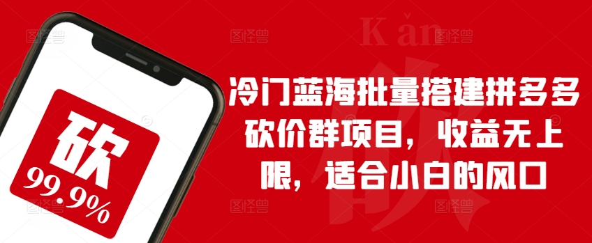 冷门蓝海批量搭建拼多多砍价群项目，收益无上限，适合小白的风口-失落博客