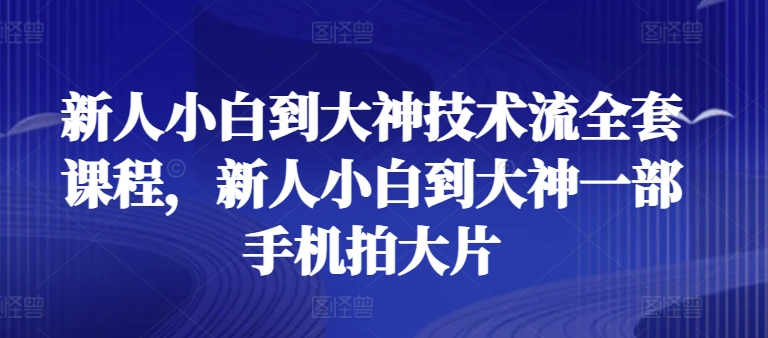 新人小白到大神技术流全套课程，新人小白到大神一部手机拍大片-失落博客