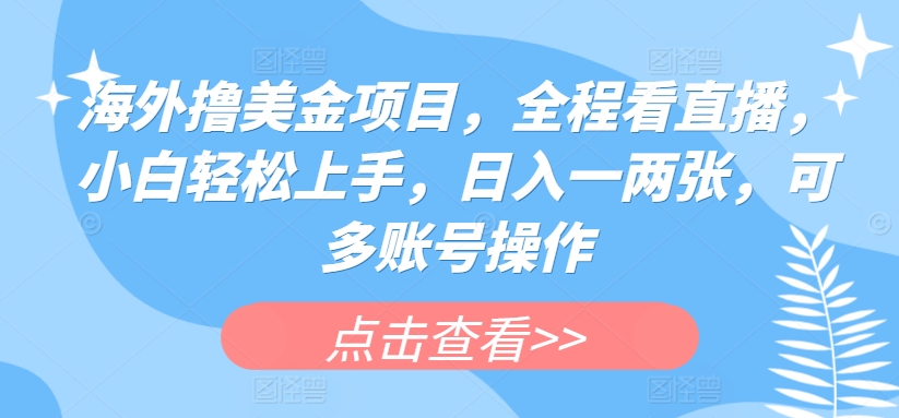海外撸美金项目，全程看直播，小白轻松上手，日入一两张，可多账号操作-失落博客