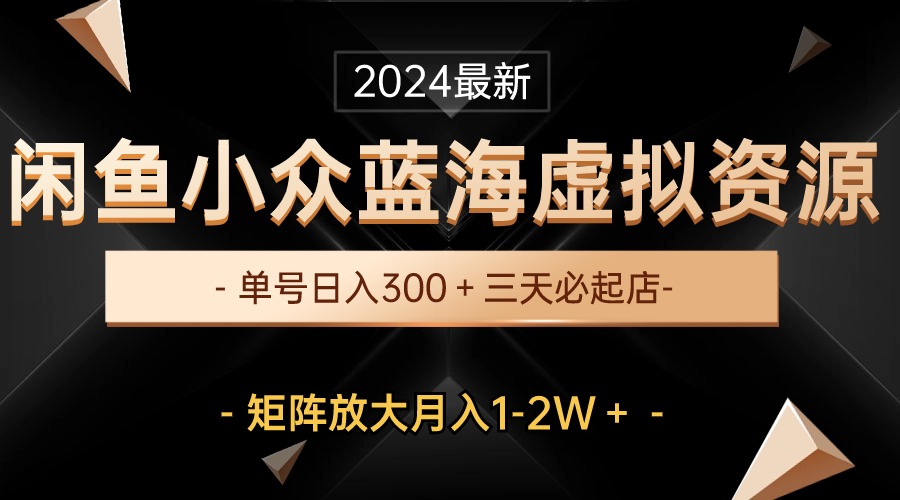 （10336期）最新闲鱼小众蓝海虚拟资源，单号日入300＋，三天必起店，矩阵放大月入1-2W-失落博客