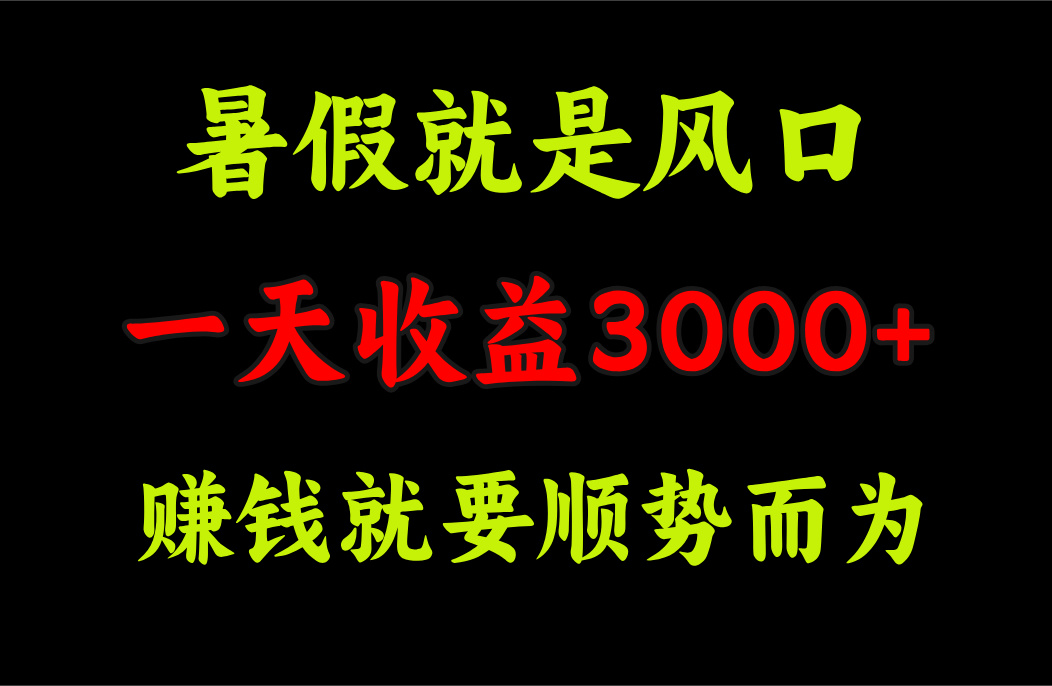 一天收益3000+ 赚钱就是顺势而为，暑假就是风口-失落博客