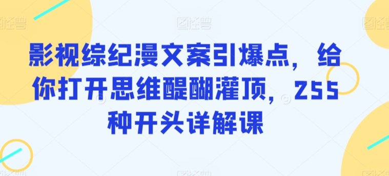 影视综纪漫文案引爆点，给你打开思维醍醐灌顶，255种开头详解课-失落博客