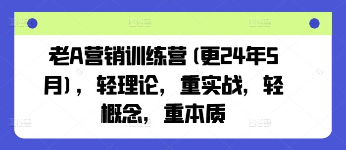 老A营销训练营(更24年9月)，轻理论，重实战，轻概念，重本质-失落博客