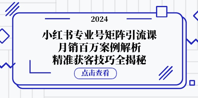 （12943期）小红书专业号矩阵引流课，月销百万案例解析，精准获客技巧全揭秘-失落博客