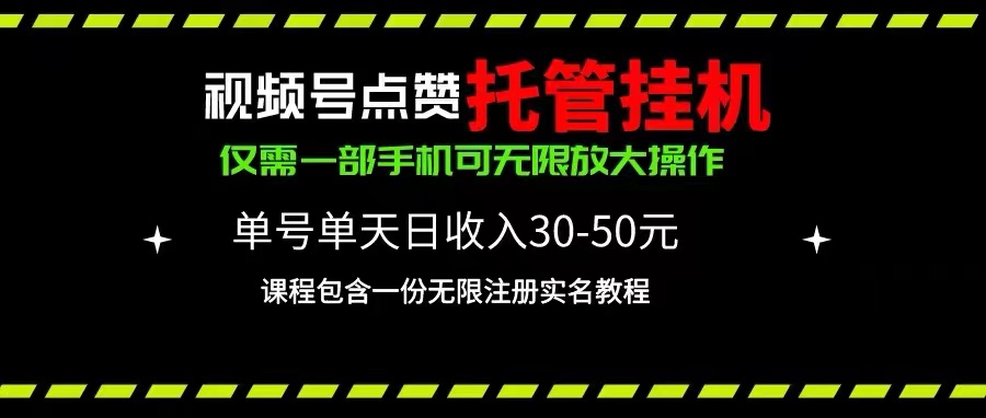 （10644期）视频号点赞托管挂机，单号单天利润30~50，一部手机无限放大（附带无限…-失落博客