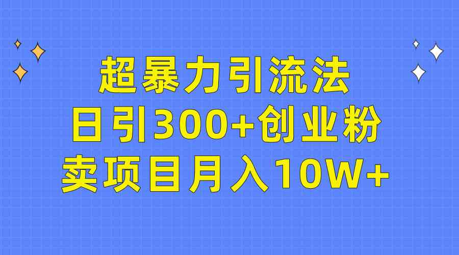 （9954期）超暴力引流法，日引300+创业粉，卖项目月入10W+-失落博客