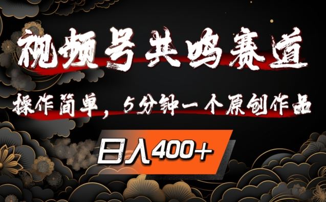 视频号共鸣赛道，操作简单，5分钟1个原创作品，日入几张【揭秘】-失落博客