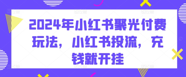 2024年小红书聚光付费玩法，小红书投流，充钱就开挂-失落博客