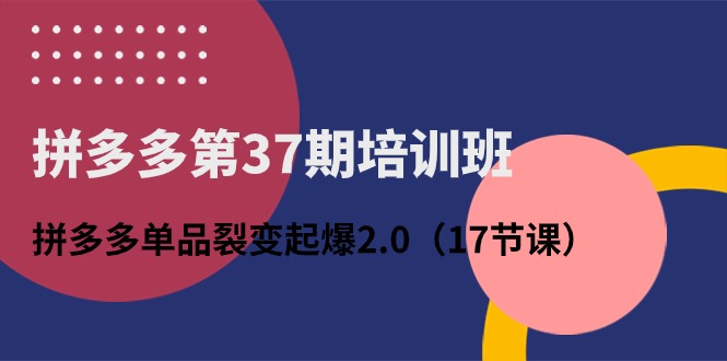 （10835期）拼多多第37期培训班：拼多多单品裂变起爆2.0（17节课）-失落博客