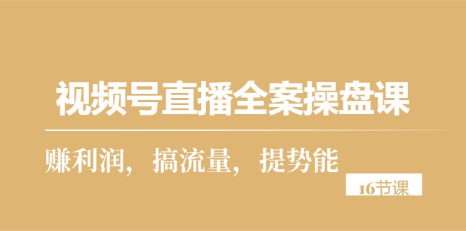 （10207期）视频号直播全案操盘课，赚利润，搞流量，提势能（16节课）-失落博客
