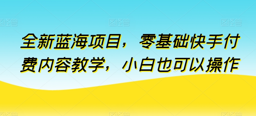 全新蓝海项目，零基础快手付费内容教学，小白也可以操作-失落博客