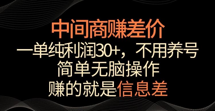 中间商赚差价，一单纯利润30+，简单无脑操作，赚的就是信息差，轻轻松松日入1000+【揭秘】-失落博客