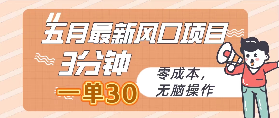 （10256期）五月最新风口项目，3分钟一单30，零成本，无脑操作-失落博客