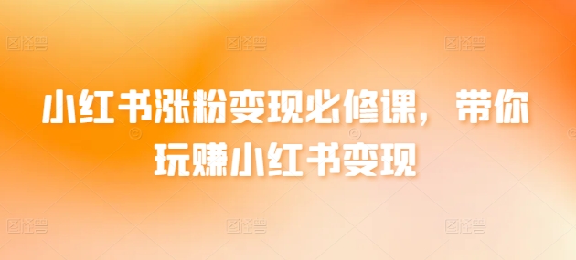 小红书涨粉变现必修课，带你玩赚小红书变现-失落博客